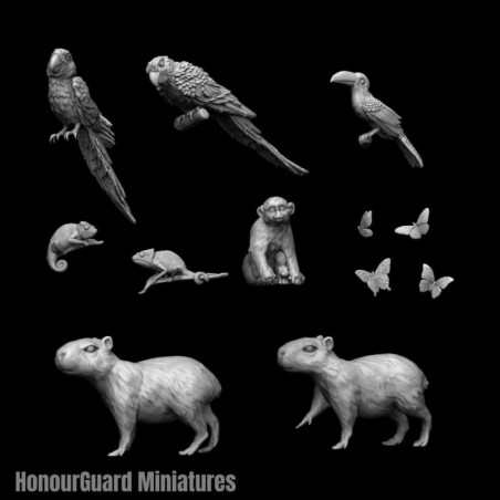 Tropical jungle animals set