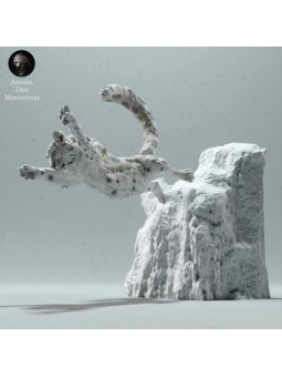 Leopardo de las nieves saltando