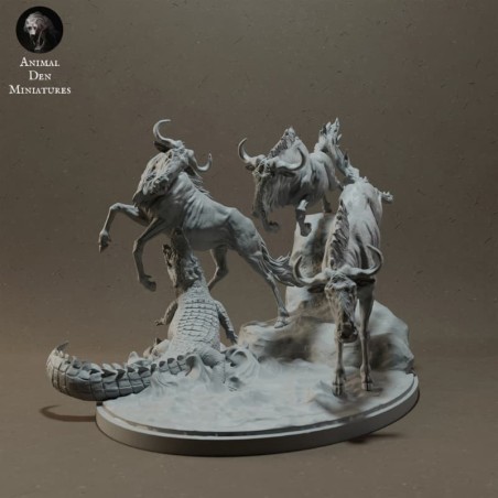 Migración de cocodrilos y ñus del Nilo