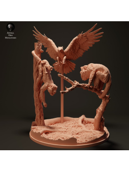 Harpy eagle hunting howler monkeys