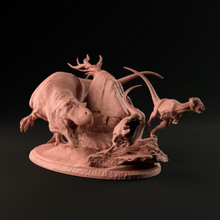 Tyrannosaurus Rex hunting Pachycephalosaurus