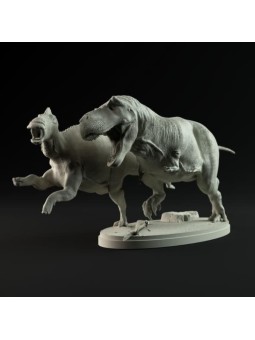 Tyrannosaurus Rex cazando Edmontosaurus