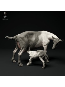 Alpine goat with kid