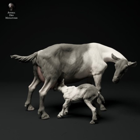 Alpine goat with kid