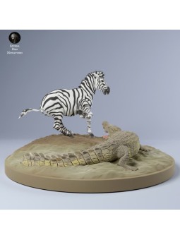 Crocodile hunting zebra