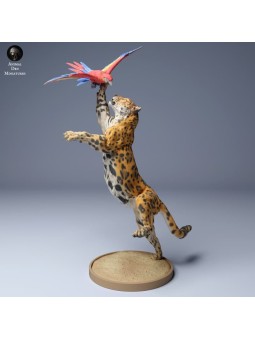 Jaguar hunting macaw