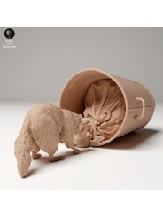 Raccoon searching through garbage