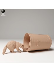 Raccoon searching through garbage