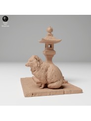 Tanuki junto linterna de pagoda