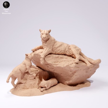 Leon de montaña con crias