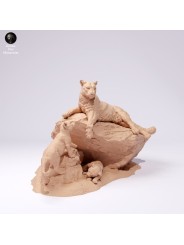 Mountain lion with cubs