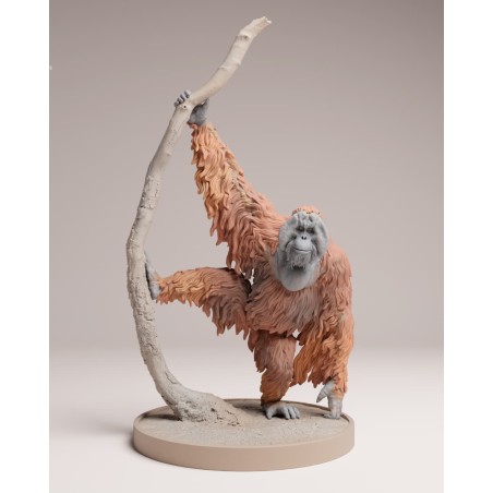 Sumatran orangutan with branch