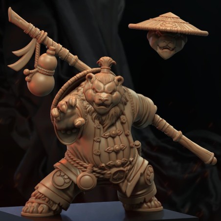Warrior Panda Miniature in 3D Resin – With Interchangeable Heads