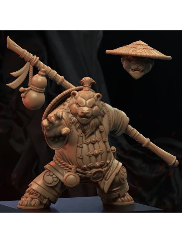 Warrior Panda Miniature in 3D Resin – With Interchangeable Heads