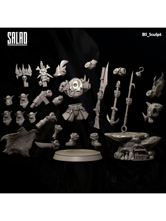 Ork Pirate Captain In 3D Resin – Customizable Miniature With Scenic Base
