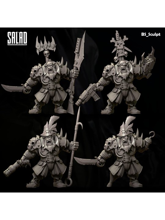 Ork Pirate Captain In 3D Resin – Customizable Miniature With Scenic Base