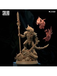 Lizardman Warrior In 3D Resin – Miniature With Interchangeable Heads And Weapons