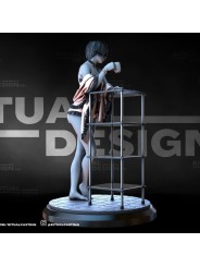 Female Coffee Scene In 3D Resin – Elegant Miniature With Scenic Base