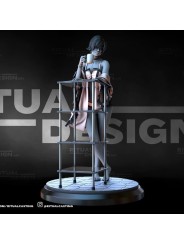 Female Coffee Scene In 3D Resin – Elegant Miniature With Scenic Base