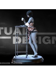 Female Coffee Scene In 3D Resin – Elegant Miniature With Scenic Base