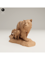 Grizzly Bear Family In 3D Resin – Miniature Scene With Cubs