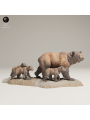 Grizzly Bear Family In 3D Resin – Miniature Scene With Cubs
