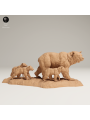 Grizzly Bear Family In 3D Resin – Miniature Scene With Cubs