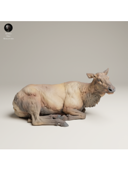 Resting Female Elk In 3D Resin – Rocky Mountain Wildlife Miniature
