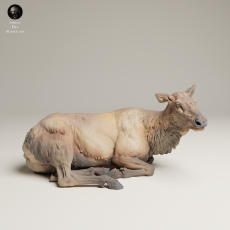 Resting Female Elk In 3D Resin – Rocky Mountain Wildlife Miniature