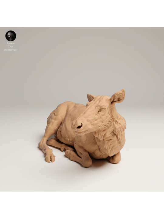 Alce Hembra Tumbado En Resina 3D – Miniatura Naturalista De Fauna