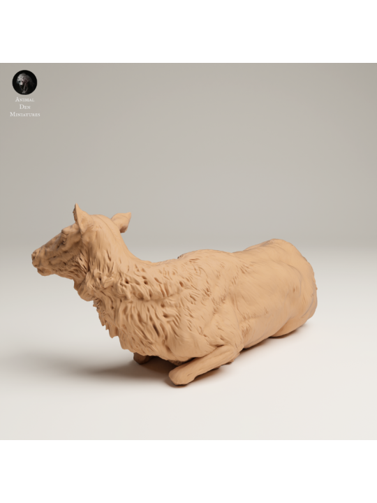 Alce Hembra Tumbado En Resina 3D – Miniatura Naturalista De Fauna