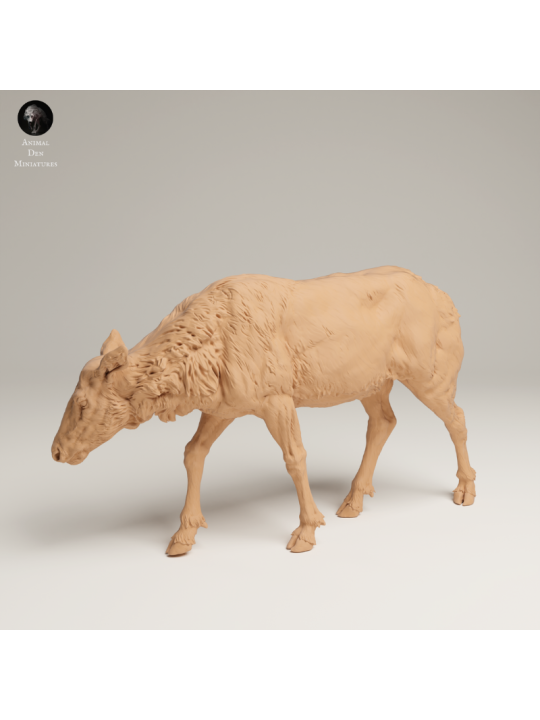 Alce Hembra Pastando En Resina 3D – Miniatura Naturalista De Fauna
