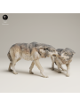 Grey Wolves In Tension – Twin 3D Resin Wildlife Miniature