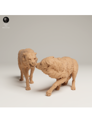 Grey Wolves In Tension – Twin 3D Resin Wildlife Miniature