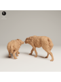 Grey Wolves In Tension – Twin 3D Resin Wildlife Miniature