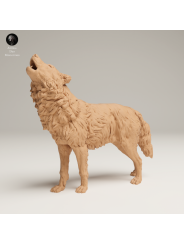 Lobo Gris Aullando En Resina 3D – Miniatura Naturalista Salvaje