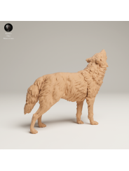 Lobo Gris Aullando En Resina 3D – Miniatura Naturalista Salvaje