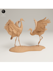 Danza De Grullas Canadienses – Miniatura Doble En Resina Naturalista
