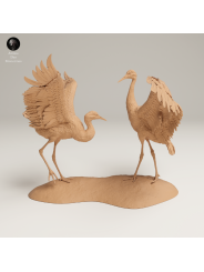 Danza De Grullas Canadienses – Miniatura Doble En Resina Naturalista
