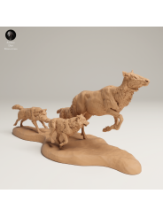Wolf Pack Hunting Elk – Epic Wildlife Scene In 3D Resin