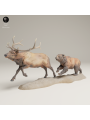 Grizzly Bear Chasing Elk – Wild Nature 3D Resin Diorama