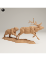 Grizzly Bear Chasing Elk – Wild Nature 3D Resin Diorama