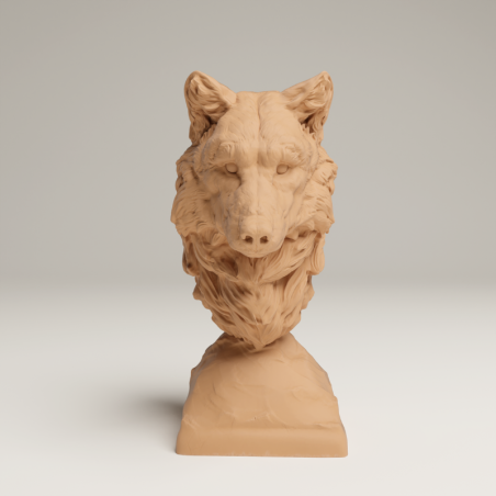 Busto De Lobo Gris – Miniatura En Resina Naturalista
