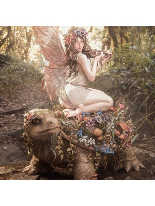 Fairy Blossom – Fantasy Fairy & Turtle 3D Resin Miniature