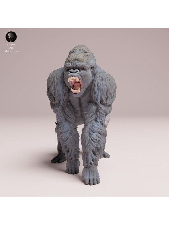 Roaring Mountain Gorilla - Resin Miniature for Painters and Collectors