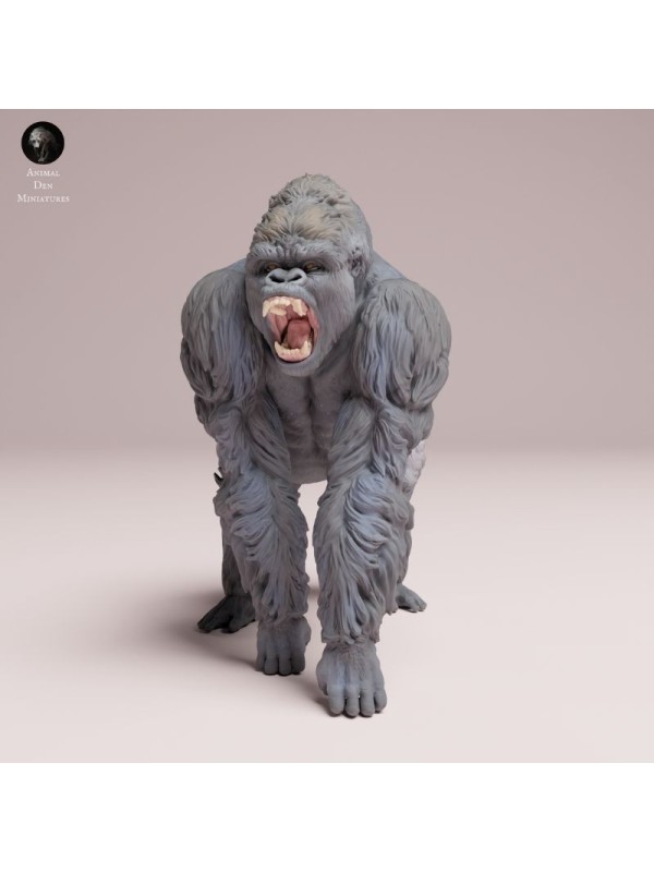 Roaring Mountain Gorilla - Resin Miniature for Painters and Collectors