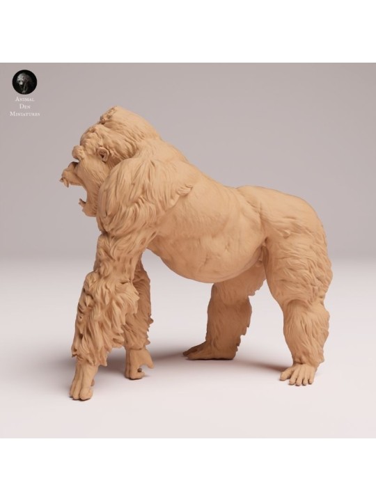 Gorila de Montaña Rugiendo - Miniatura de Resina para Modelismo y Colección