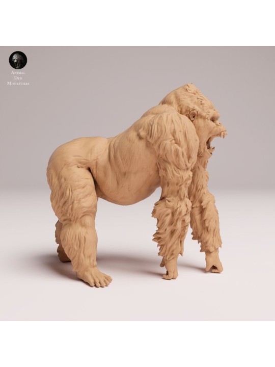 Roaring Mountain Gorilla - Resin Miniature for Painters and Collectors