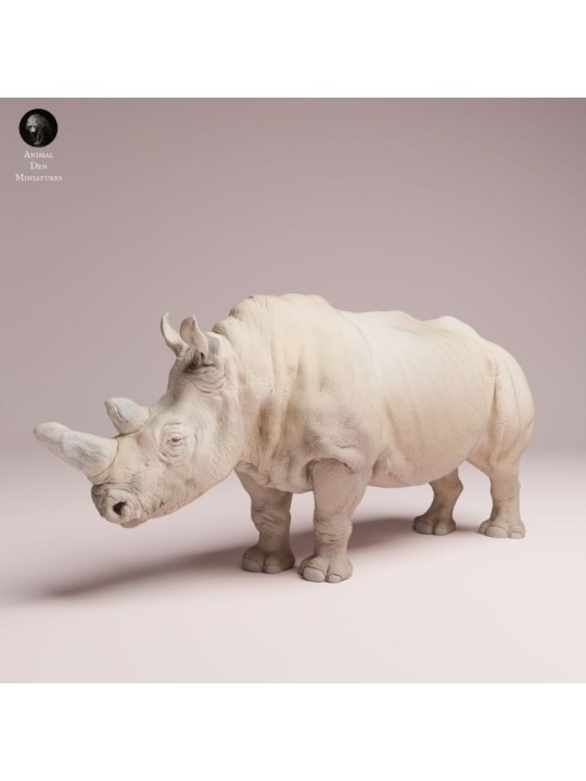 Walking White Rhino - Detailed Resin Miniature for Collectors