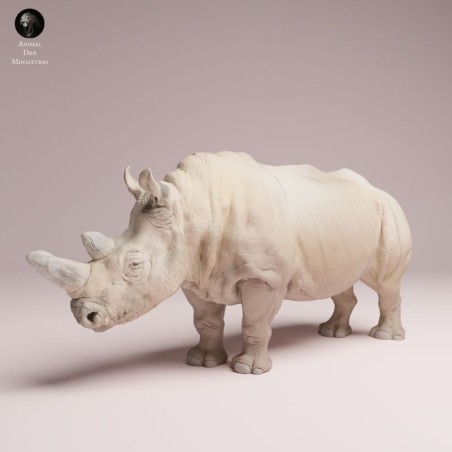 Walking White Rhino - Detailed Resin Miniature for Collectors